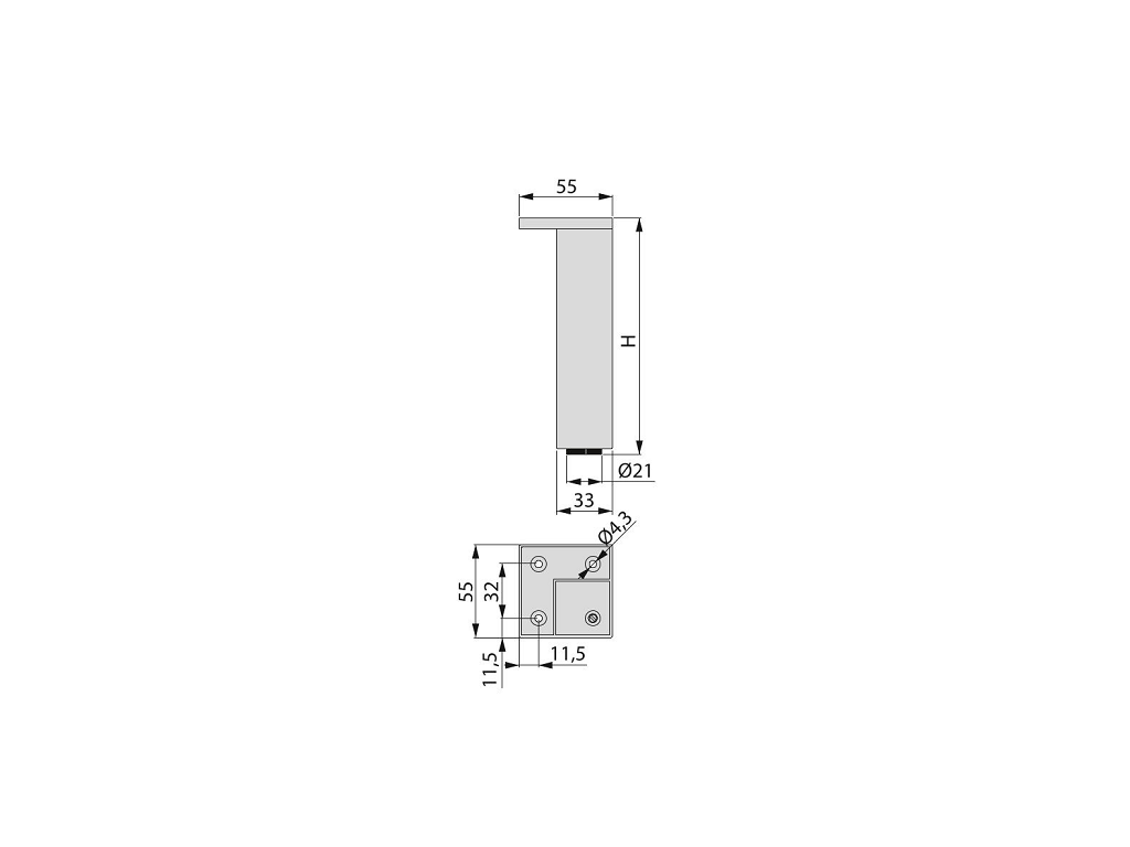 Piedino ABS Quadro Smartfeet 1 Regolabile Bianco mm.100h  | Emuca - immagine 2